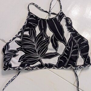 Tommy Bahama High Neck Halter Bikini Top, Lace up Back– Tropical Floral – XS